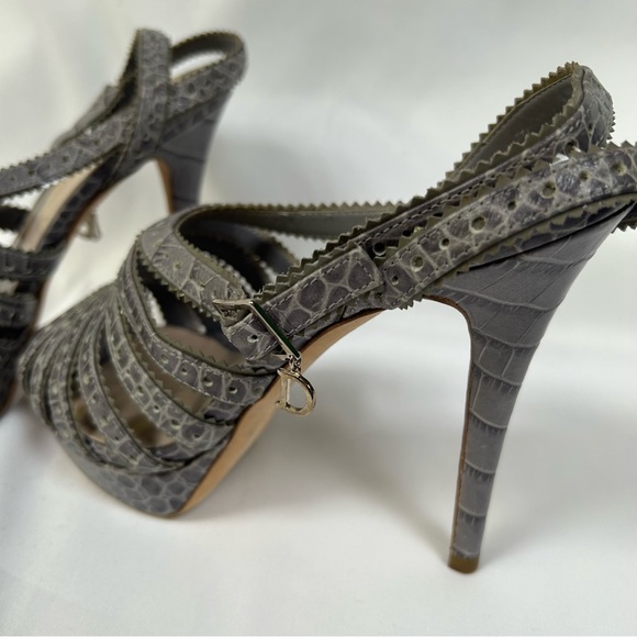 Christian Dior Grey Python Strappy Heel Size 37.5 - Picture 2 of 6
